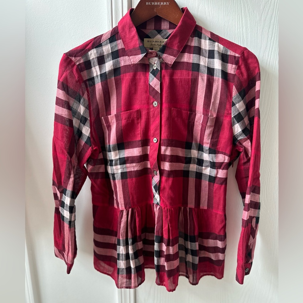 Burberry Women red check shirt